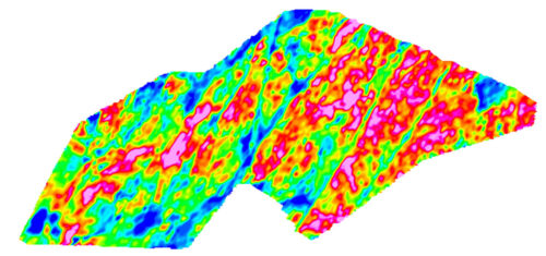 Extrait de la carte électromagnétique aéroportée du district de Saint-Yrieix