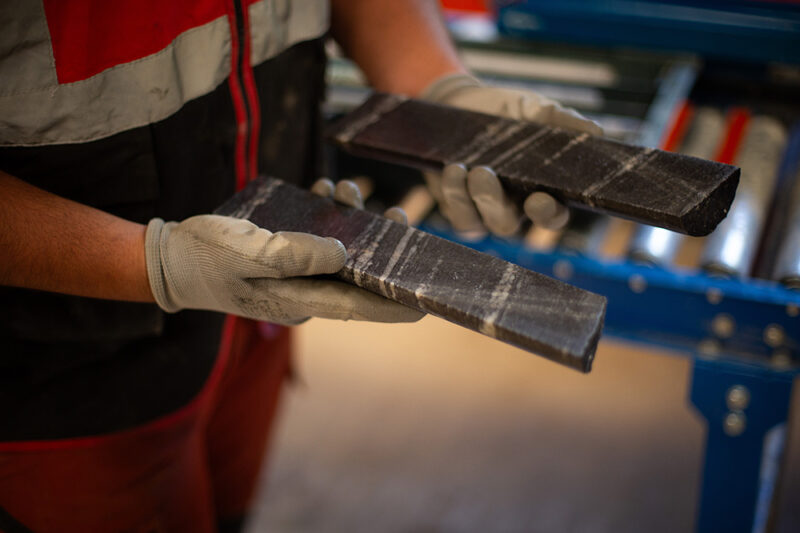 Fragment de carotte scié par moitié