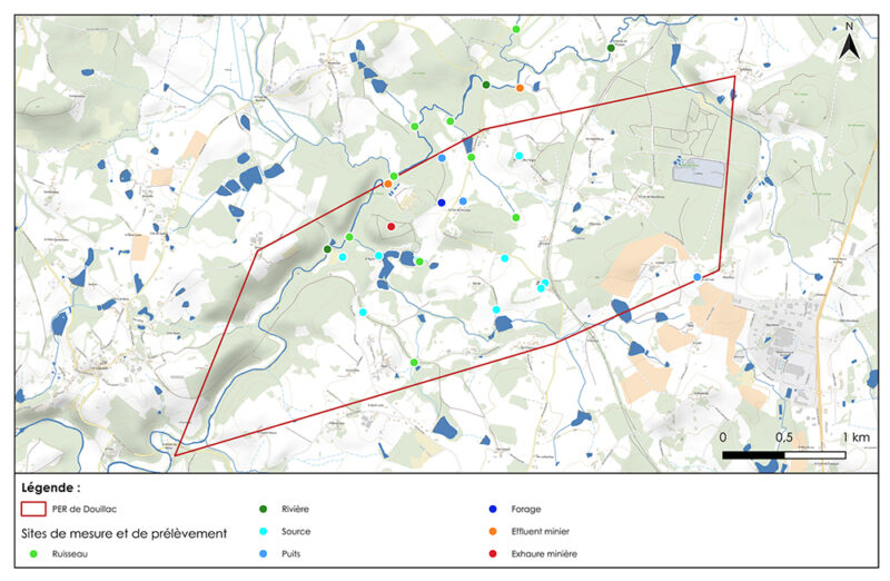 Localisation des prélèvements sur PER Douillac